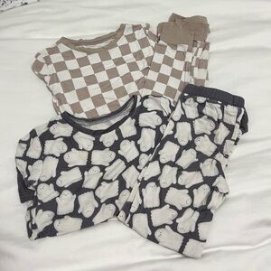 Little One Shop Kids Checkered and Ghost Print Bamboo Pajama Set 4T